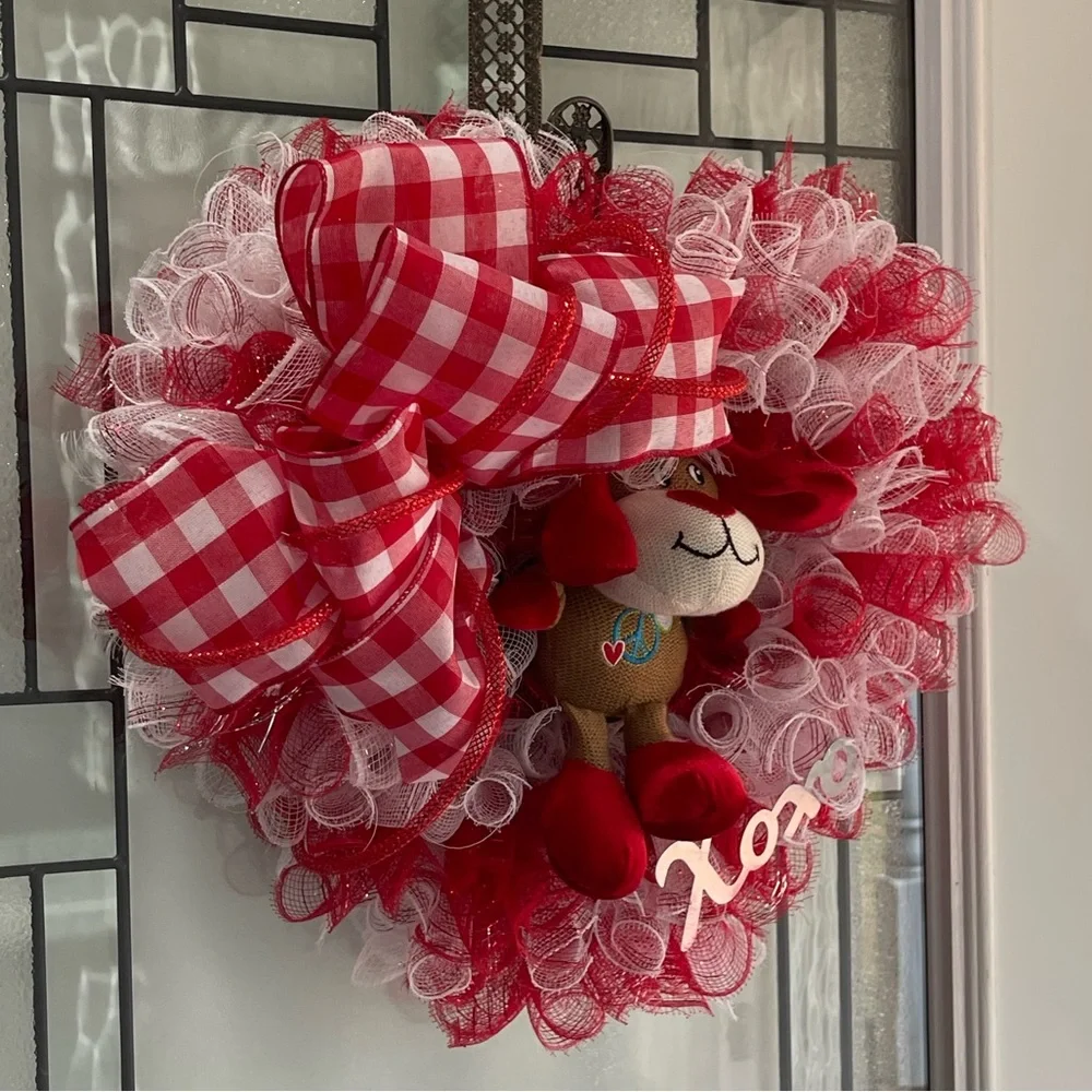 *Valentine's Day Red Heart Dan Dee Plush Wreath for Front Door